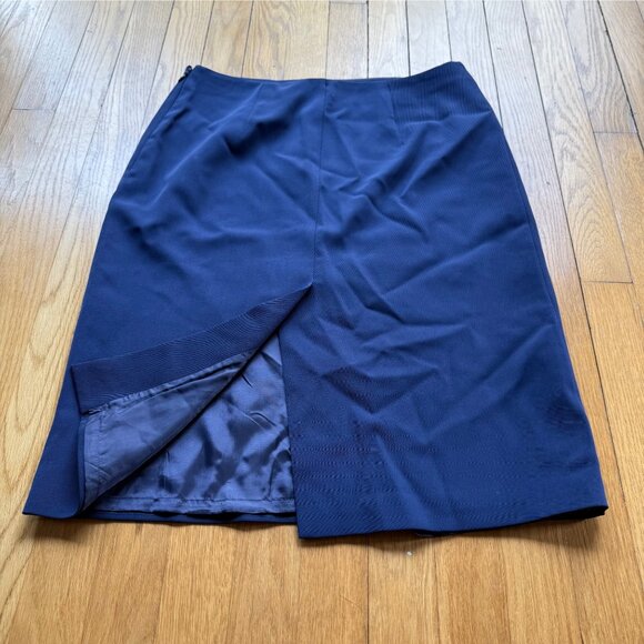 Prada Size 6 Navy Blue Virgin Wool Mini Pencil Skirt With Silk-Cupro Lining - Picture 13 of 15